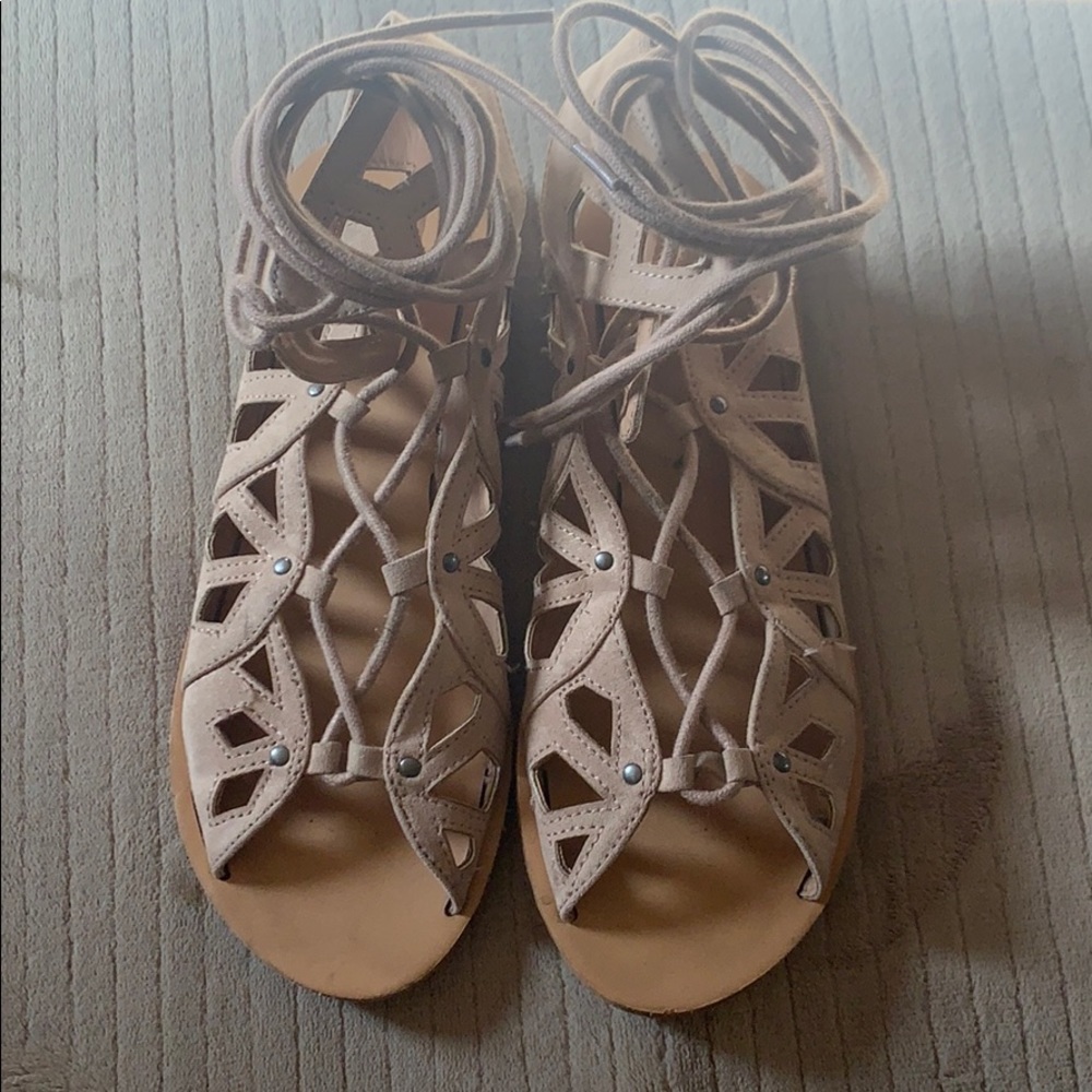 Mossimo Nude Tie Up Sandals